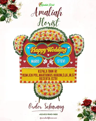 Karangan Papan Bunga Pernikahan di Salekoe